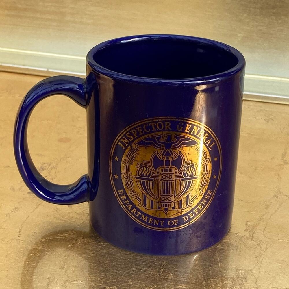 Inspector General Defense Department Gold Seal on Dark Blue Heavy Mug